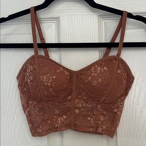 Elegant Lace Bustier in Brown